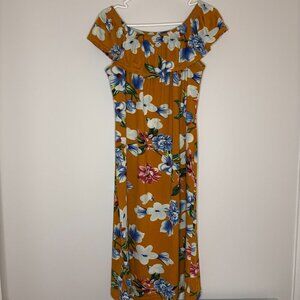 SRX Active Off Shoulder Maxi Dress Stretch Ruffle Flounce Sz 2X floral